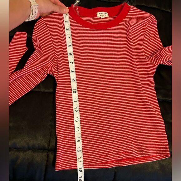Heart & Hips Red Striped Cropped Long Sleeve Top Size Small - Picture 6 of 7